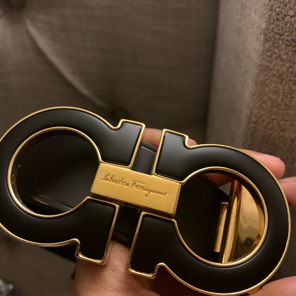 Salvatore Ferragamo Black & Gold Belt